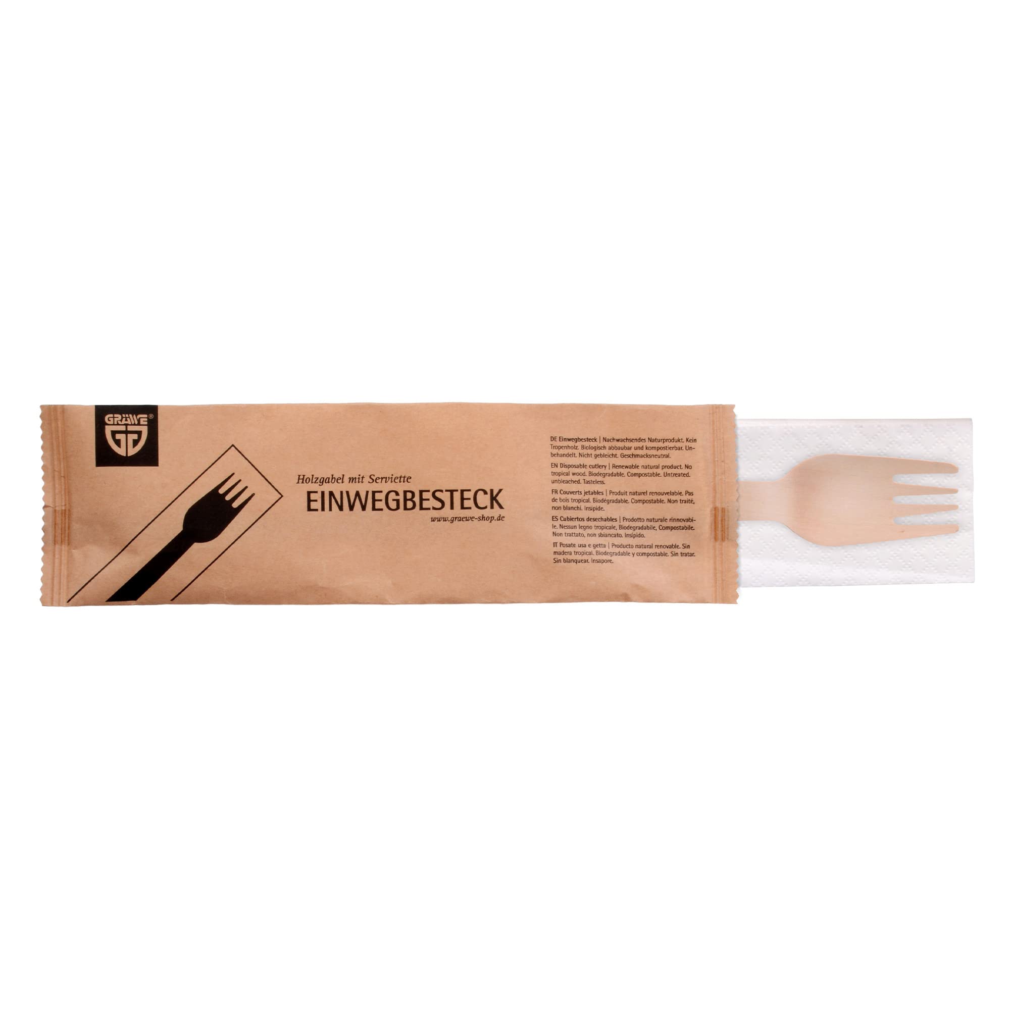 Set forchetta+coltello+cucchiaio in legno cerato cm 16 con tovagliolo in fibra di bamboo