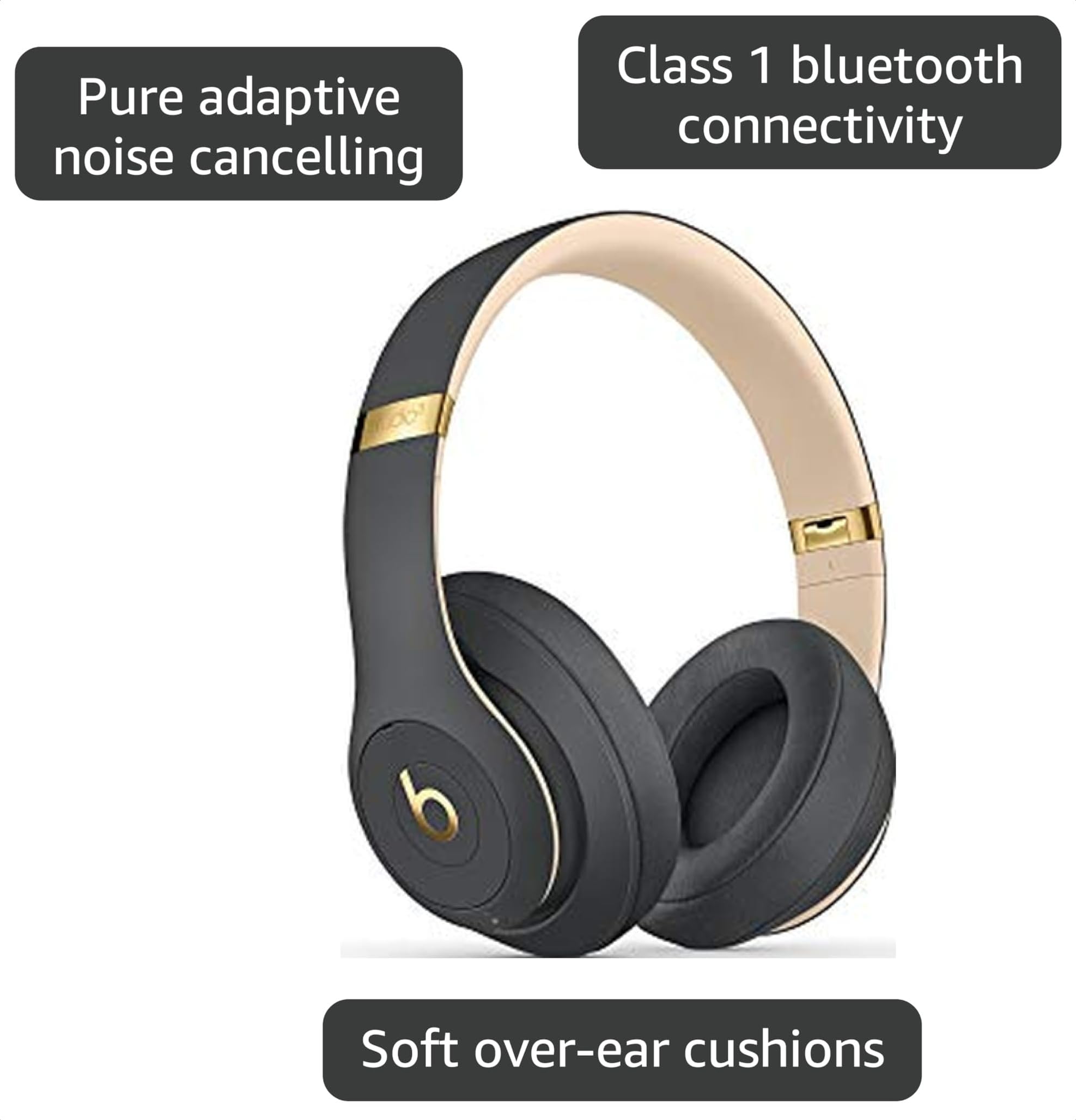 Beats Studio3 Wireless（グレイ×ゴールド） Amazon.com: Beats Studio3 Wireless Headphones - Shadow Gray
