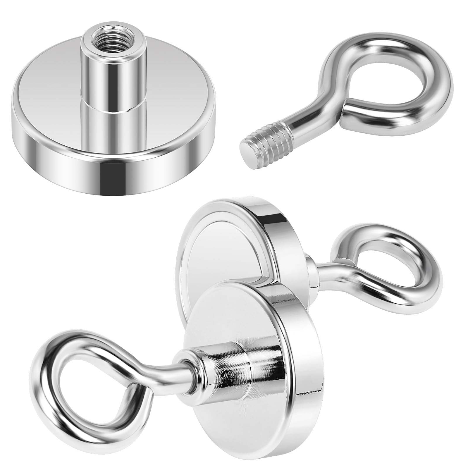 Wukong 32mm Ganci Magnetici Potenti, 4 Pezzi Calamite Rotonde, 35KG(77LB) Magnete Neodimio, Ganci Magnetici Extra Forti per Cucine, Magazzini e Esterni