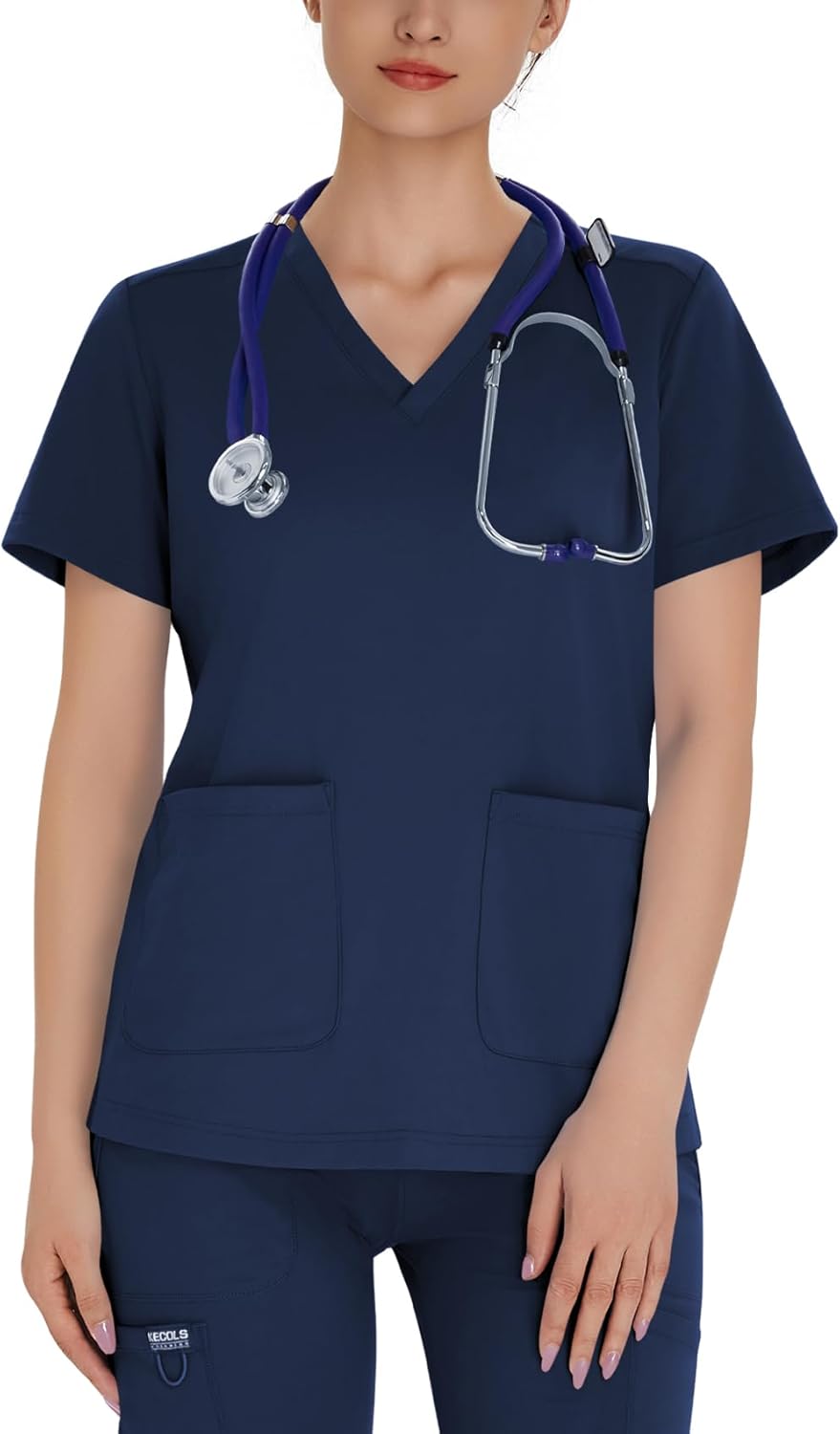 Scrub Tops for Women V-Neck Classic Fit with Two Pockets for Medical Uniforms Four-Way Stretch, Anti-Wrinkle