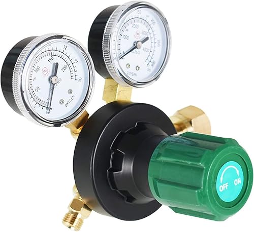 Vista 3 de findmall CGA 540 Regulador de oxígeno para la gama de entrega del indicador de gas de soldadura 145PSI