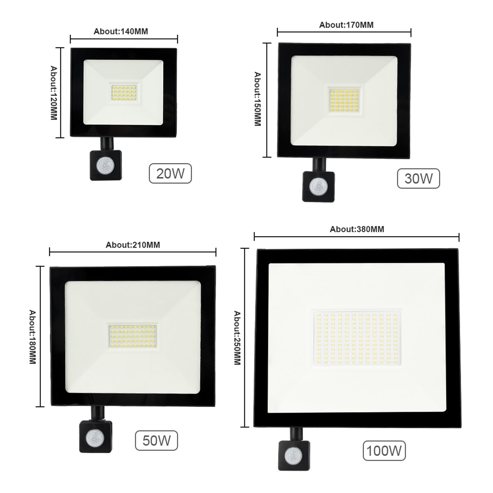 LED Flutlicht mit Bewegungsmelder, 50W/100W Außenstrahler, PIR Flutlicht Projektor für Garten, Energieeffizient, Sicherheitsbeleuchtung, wasserdichtes Design