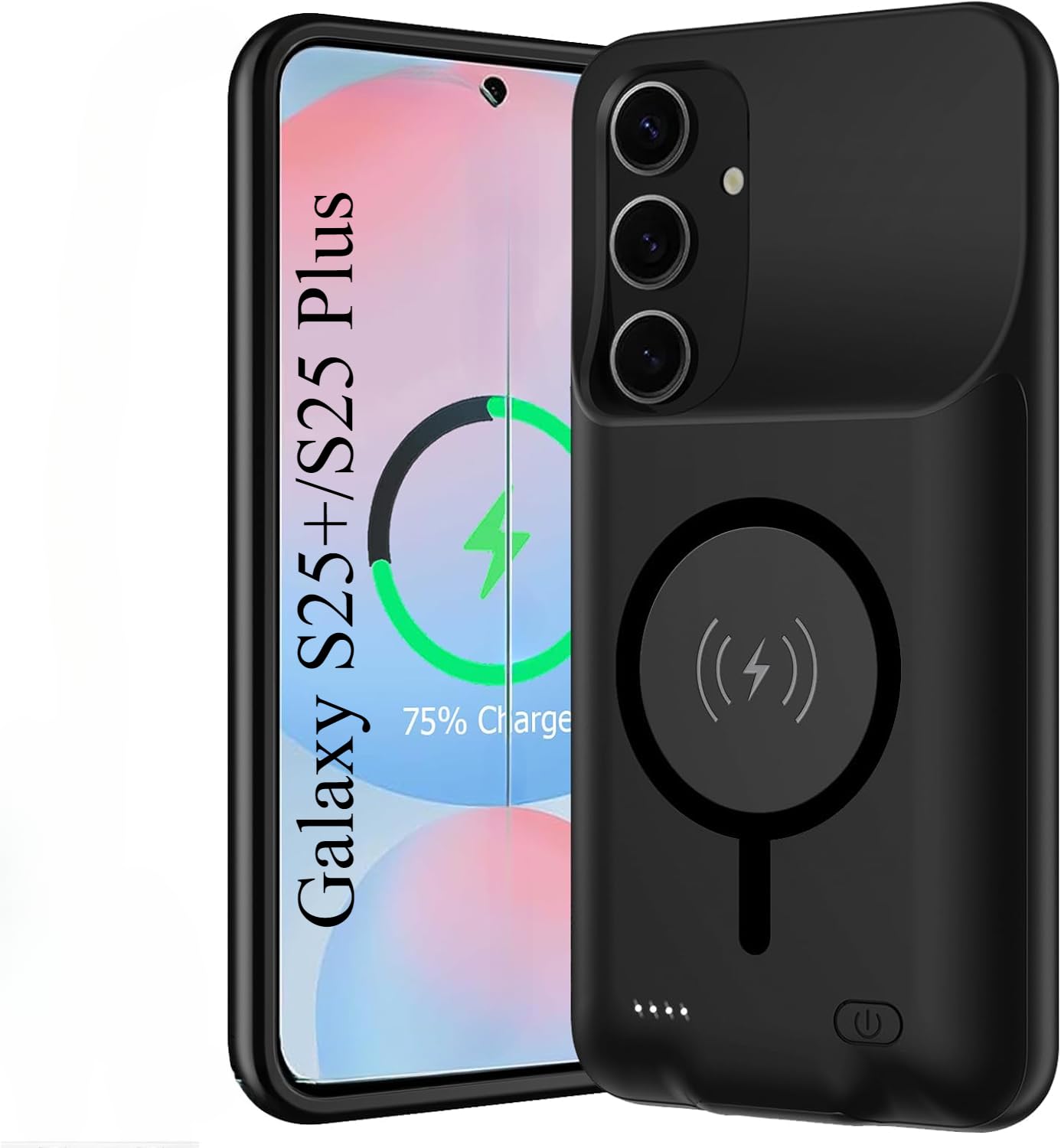 10000mAh Magnetic Cover Batteria per Samsung Galaxy S25+/S25 Plus Custodia di Ricarica Portatile Ricaricabile con e Caricatore Senza Fili Presi in Esterno Caricabatterie Portatile Custodie