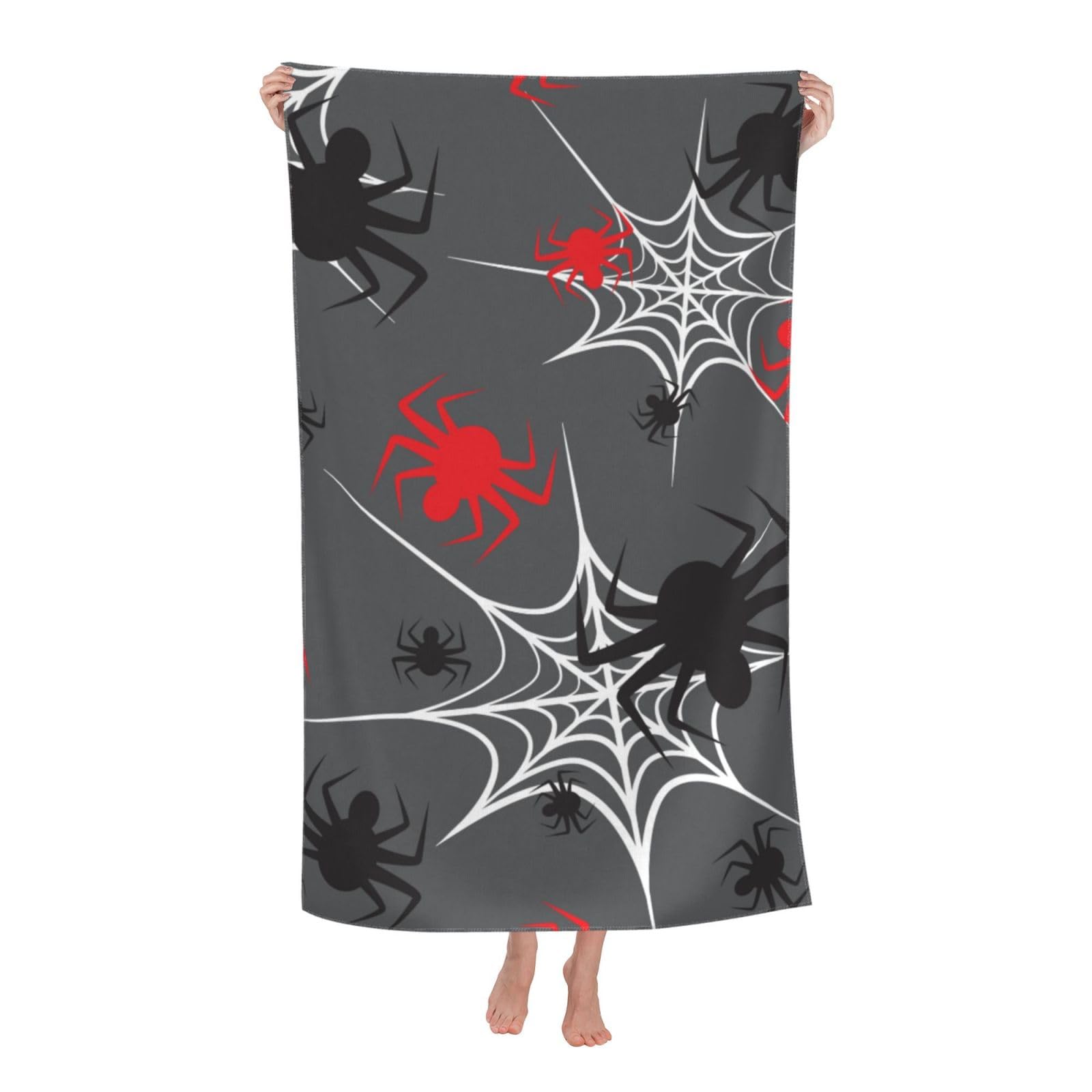 LSRCPD Beach Towel Black Red Spiders Microfiber Beach Towels Blanket Oversized Tropical Big Extra Large XL Pool Towels Quick Dry Sandproof for Women Girls Kids