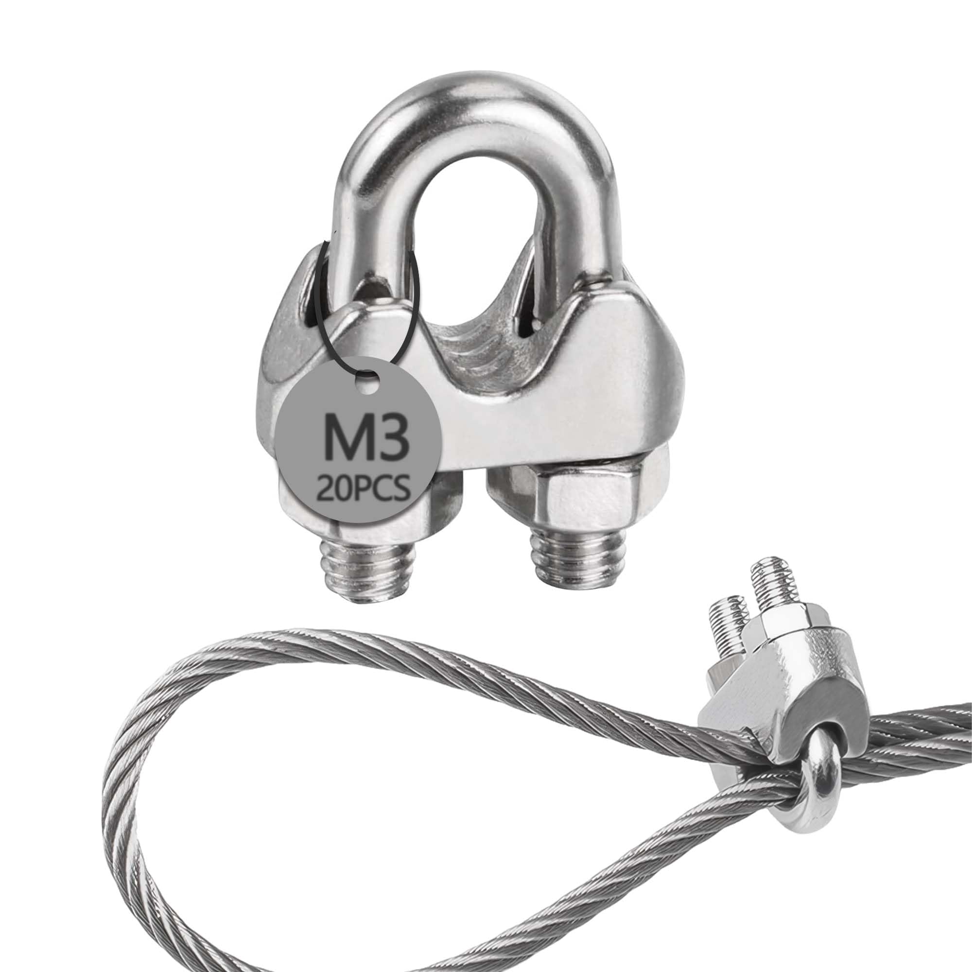 M3 Serre Câble Acier Serre Cable Acier Inox 304 Clip Duplex Serre Corde