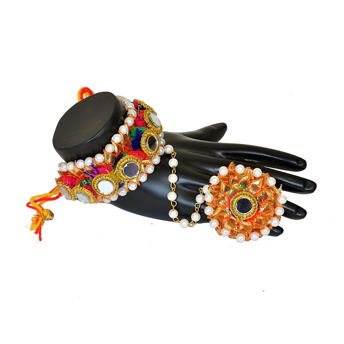 SSVT Pom Pom Multicolor Hathphool//Bracelet Pair with Adjustable Ring (B07596BB71) Amazon Price History, Amazon Price Tracker