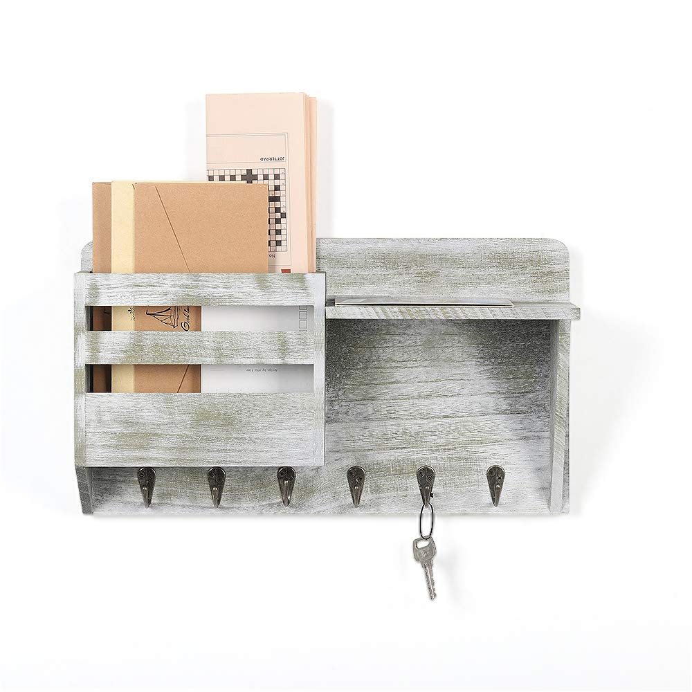 Buy Wood Letter and Key Rack Holder Wall ed Mail Sorter with 6 Key