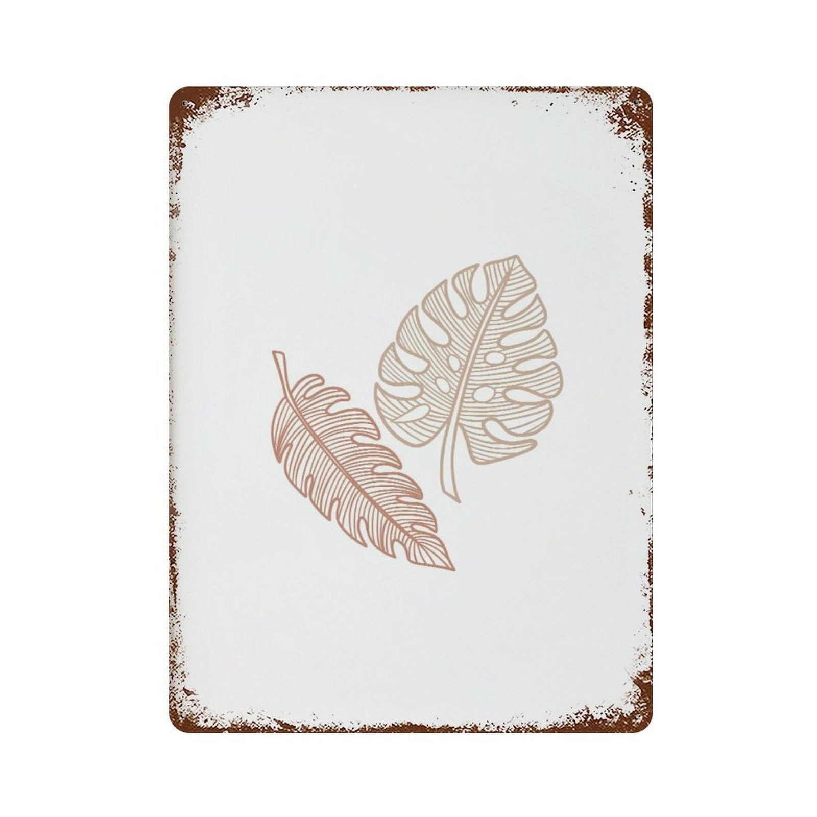 xiaoxiaoshen Minimal Line Monstera Leaf Boho Home Decor Wall Decor Art Metal Tin Poster Modern Home Decor Art Home Bar Shop Decorations Vintage Sign 40x30cm
