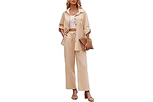 Zeagoo Women's Plus Size Two-Piece Linen Set