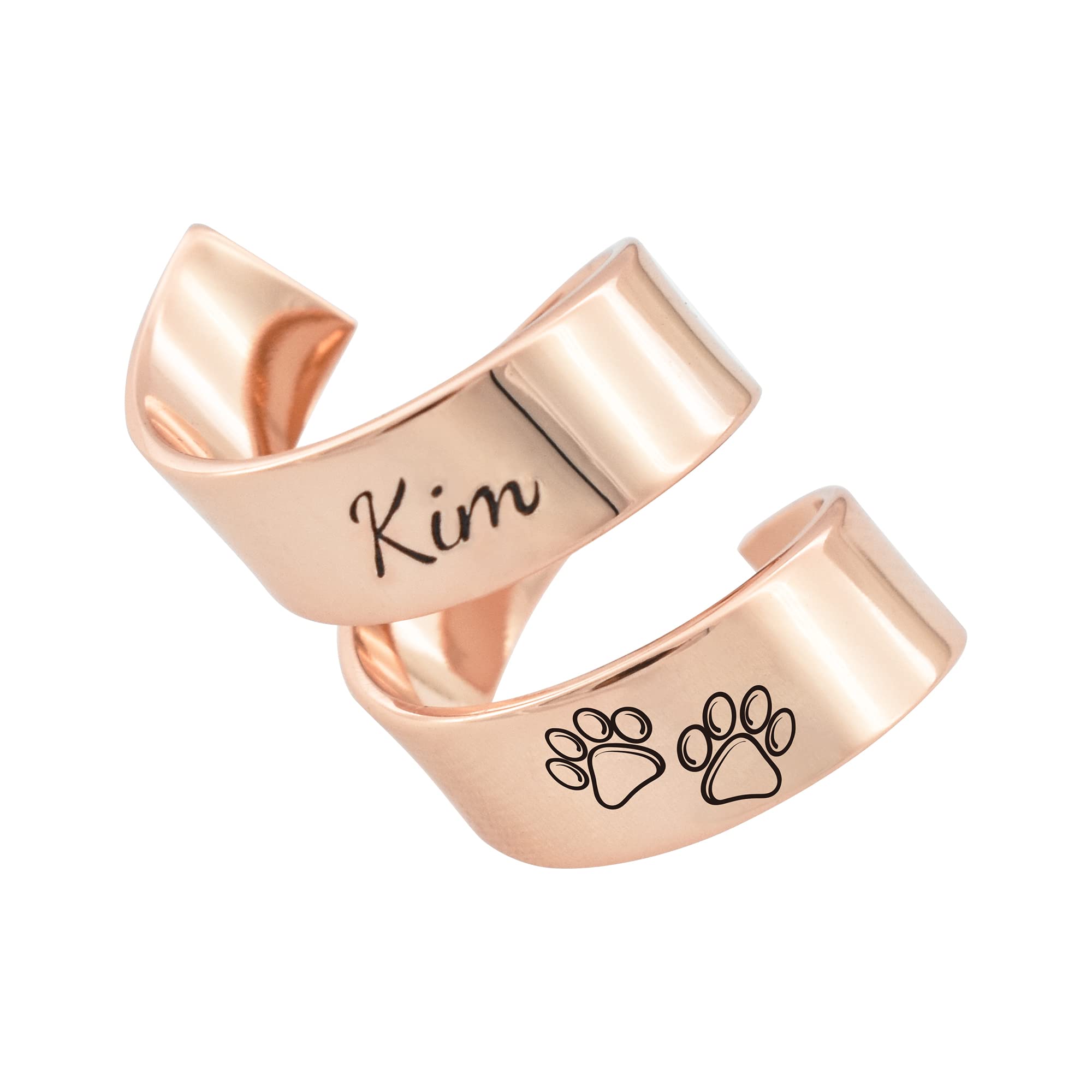 INCOK Custom Name Stethoscope ID Tag Ring 18K Rose Gold Silver Personalized Trendy Pattern Stethoscope Charm Stethoscope Ring Accessory Handmade Unique Jewelry Doctor Nurse Graduation Gifts