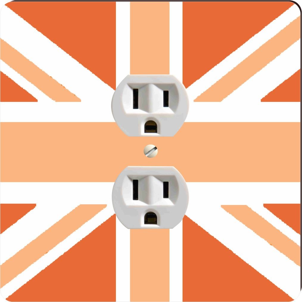 Placa de salida bandera británica naranja pálido embellecedor enchufe pared