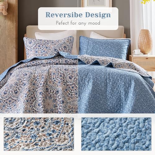 Comfort Spaces Valerie Boho Reversible Twin Quilt Bedding Set, 2 PC, Blue - image 3