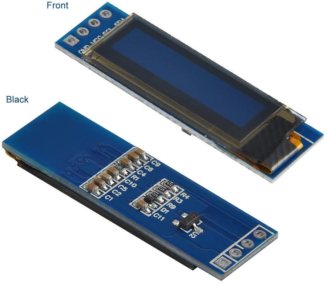 Display OLED 0.91 Pollici I2C - Per Arduino, ESP8266, Bianco, 3.3V-5V