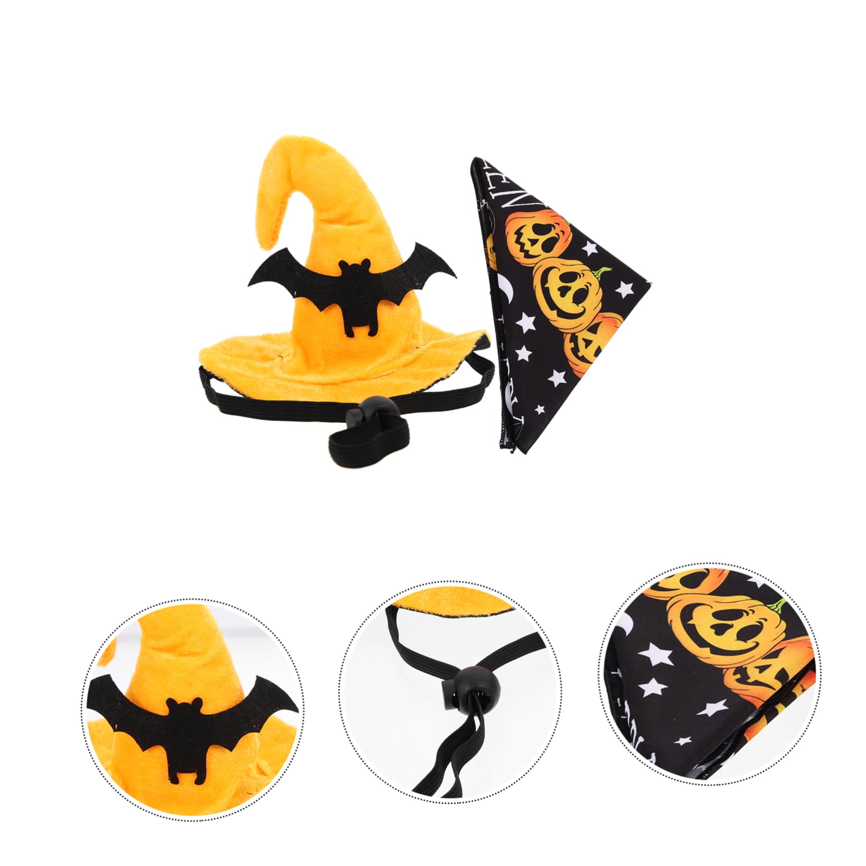 INOOMP 5 Set cappello di halloween dog costume cat hat berretto da strega di Halloween costumi di per cani bandana decorativa di zucca e di per animali domestici