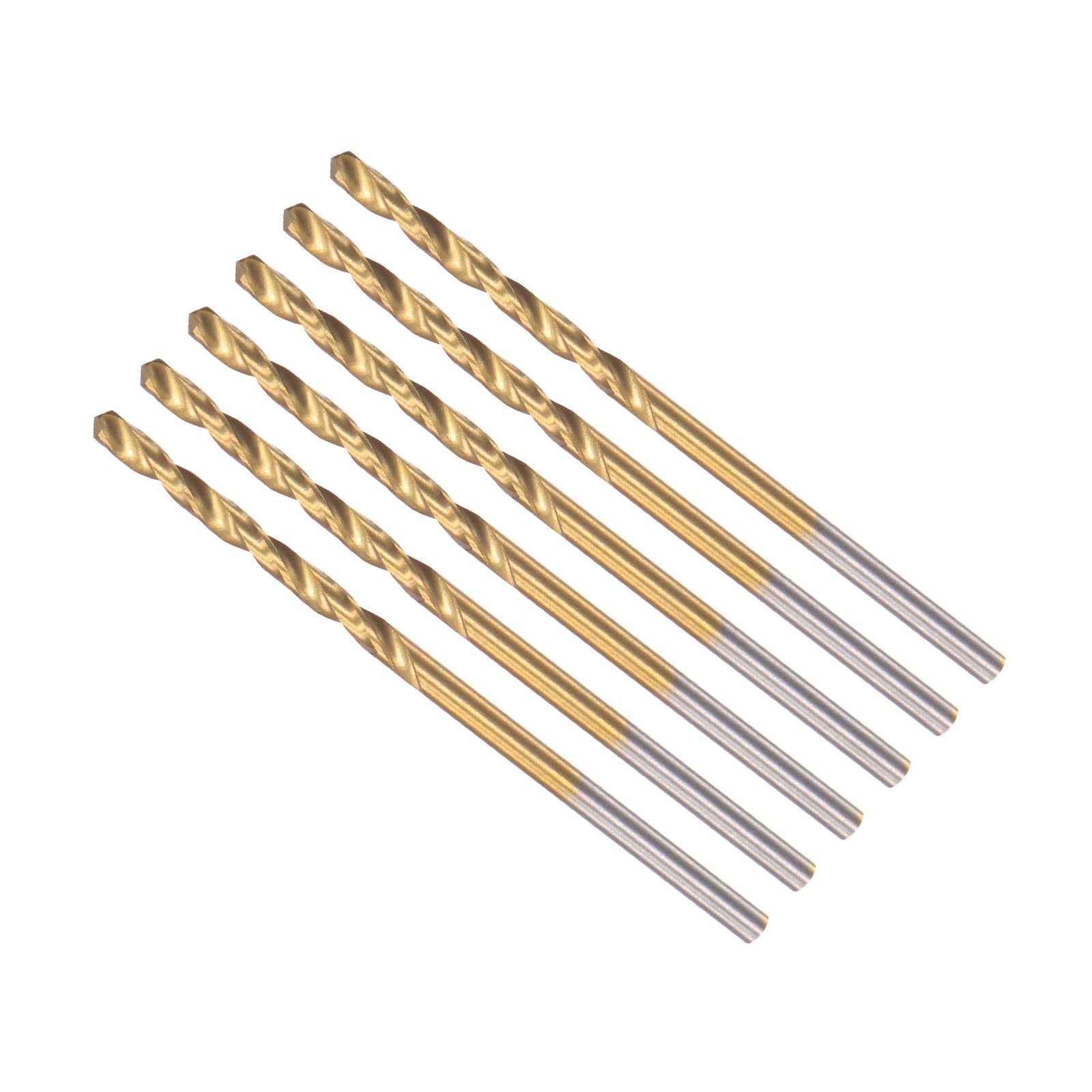 CoCud Twist Drill Bits, 2.3mm Drilling Diameter, Titanium Coated High Speed Steel 6542 Straight Round Shank