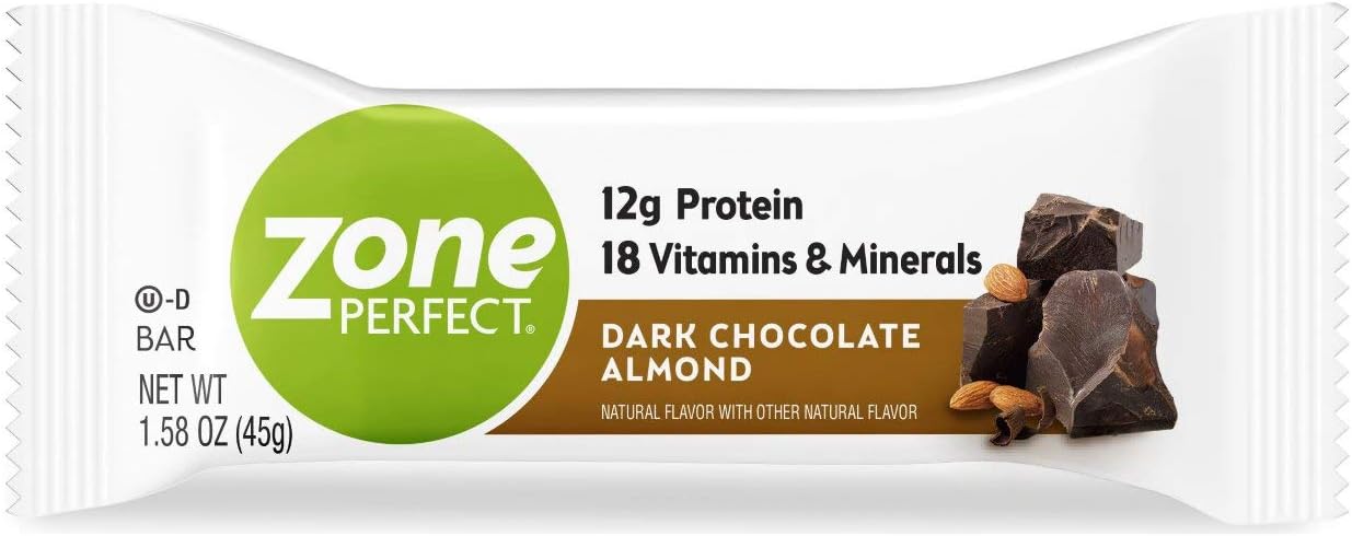 ZonePerfect Protein Bars, Dark Chocolate Almond, 12g of Protein, Nutrition Bars With Vitamins & Minerals, Great Taste Guaranteed, 30 Bars