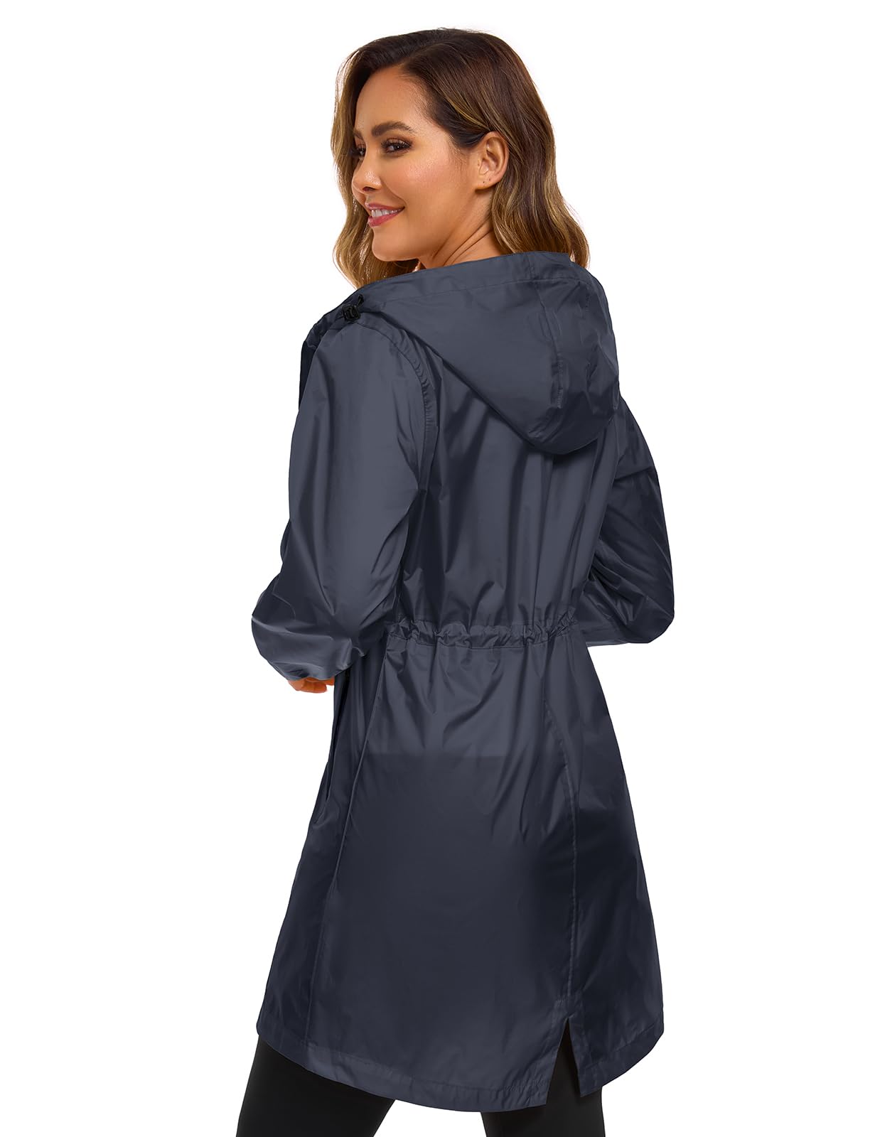 Vancavoo Veste Imperméable Femme Chic Long Manteau de Pluie Coupe Vent avec Capuche Poncho avec Poche