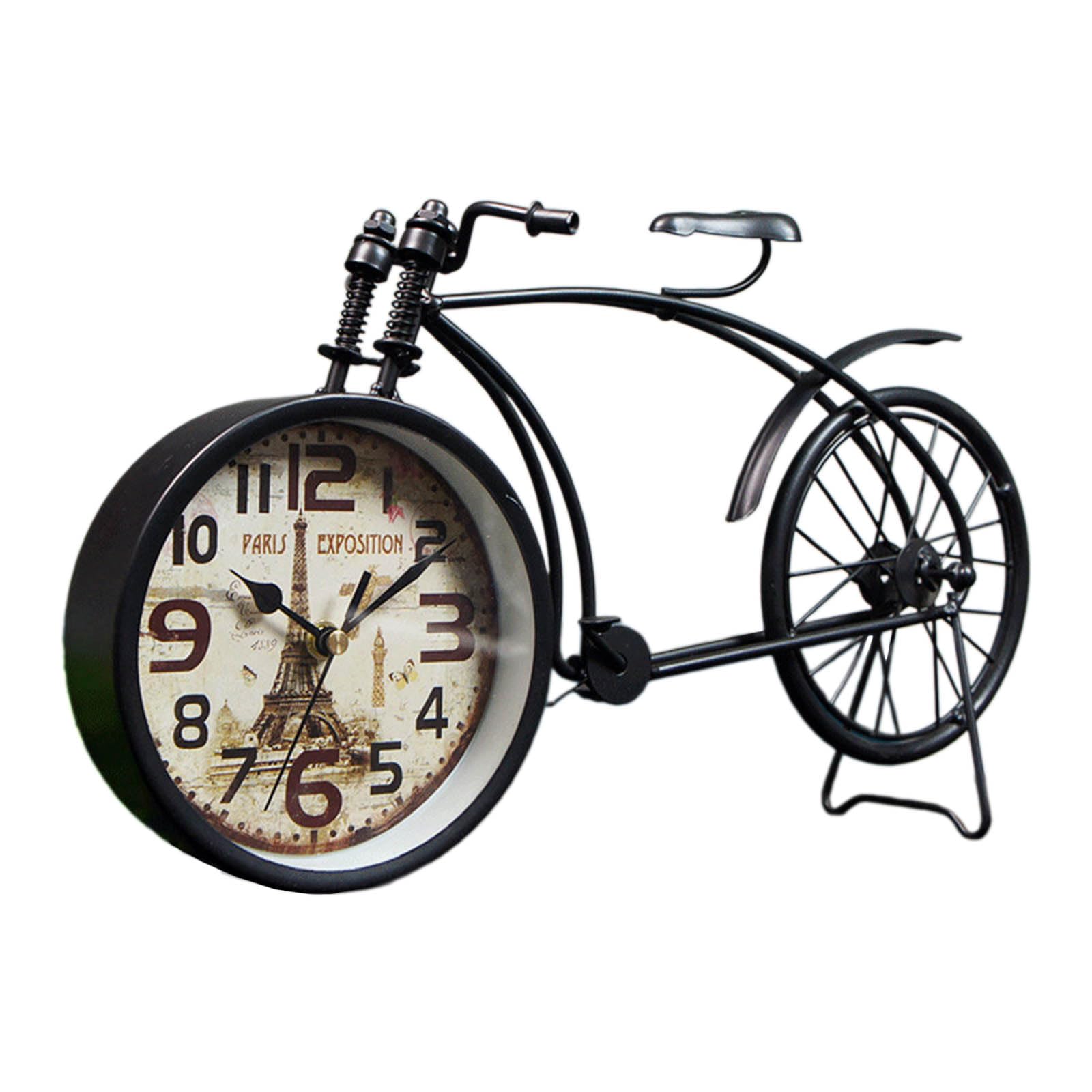 carotoe Classical Bike Table Alarm Clock, Elegant Metal Artwork with Timekeeping for Collectors & Hobbyists Desk Decoration