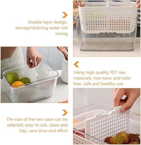 Miniatura 9 de Cabilock Recipientes de pasta de 1. Colador de cocina de 7 litros, doble capa, cesta de drenaje de verduras, de plástico, para lavar frutas,