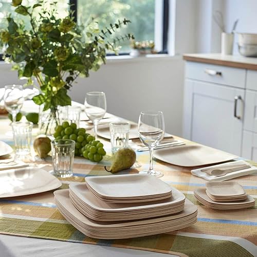 Miniatura 9 de Bambu Paquete de platos desechables de bambú de 100 a 11 pulgadas, productos biodegradables ecológicos, platos desechables de bambú para fiestas,