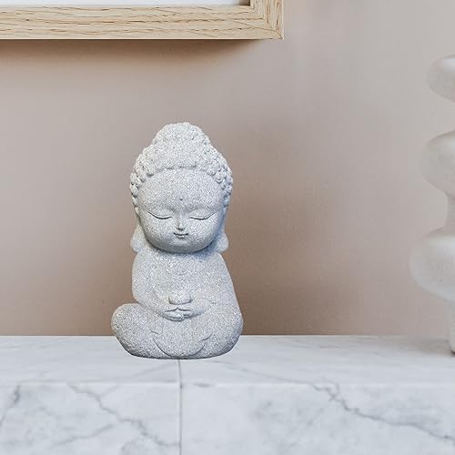 Miniatura 2 de Estatua de Buda de meditación, mini estatuas de decoración de Buda de piedra arenisca zen sentada para el hogar, escritorio, colección de decoración