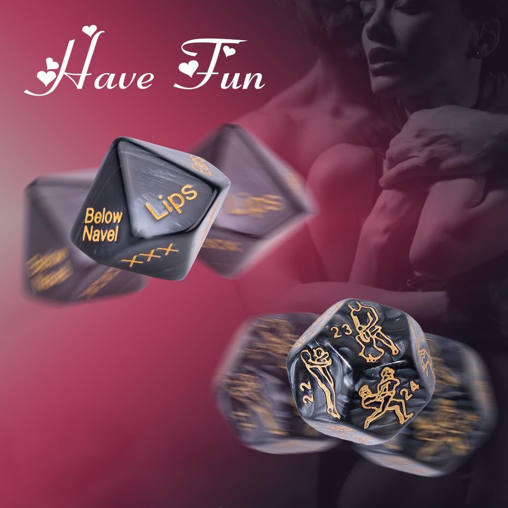 4 in 1 Glow-in-The-Dark Dice Set, Marbled Engraved Dice, Multiple Positions Available-B140 (Black), Small - Image 4