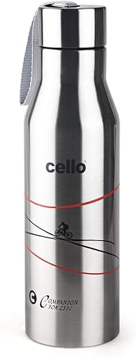 Cello Refresh Vacuum Insulated Flask 750ml, Silver | Hot and Cold Water Bottle with Screw Lid | Double Walled Stainless St...