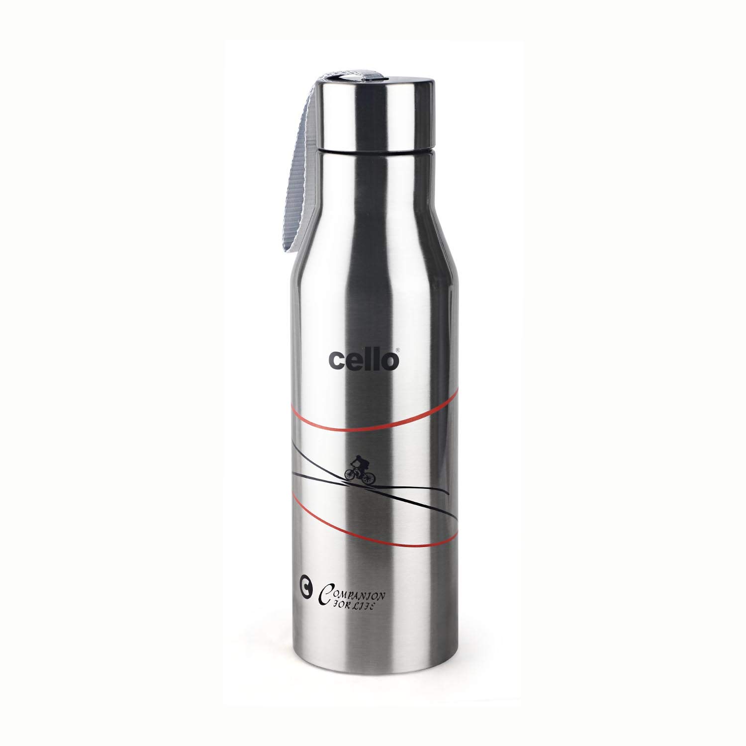 Cello Refresh Vacuum Insulated Flask 750ml, Silver | Hot and Cold Water Bottle with Screw Lid | Double Walled Stainless St