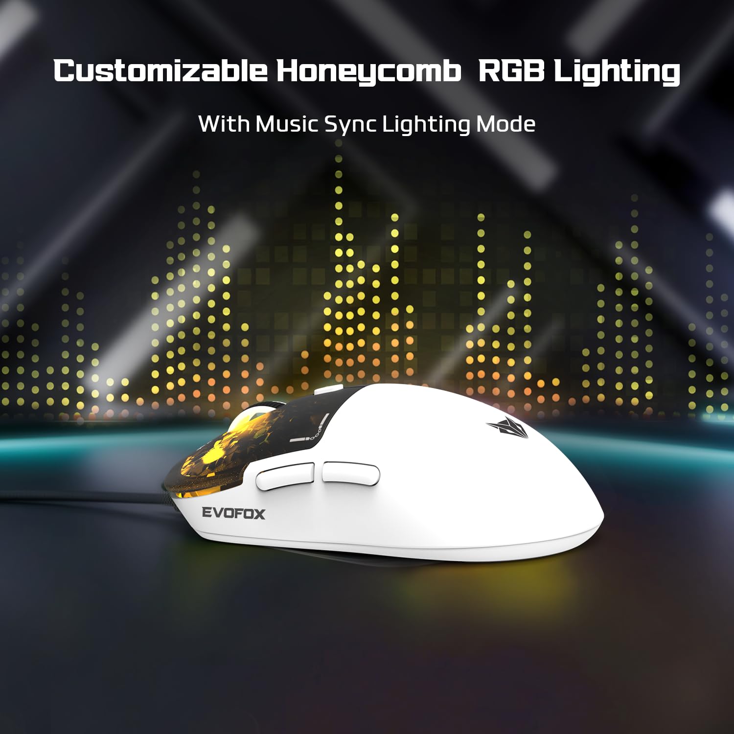 EvoFox Phantom Air Ultra Lightweight Gaming Mouse 54g | Upto 1000Hz Polling Rate, 7000 FPS, 12800 DPI | Honeycomb RGB Lighting | Fully Programmable with Windows Software & On-Board Memory | White — Amazon image 3