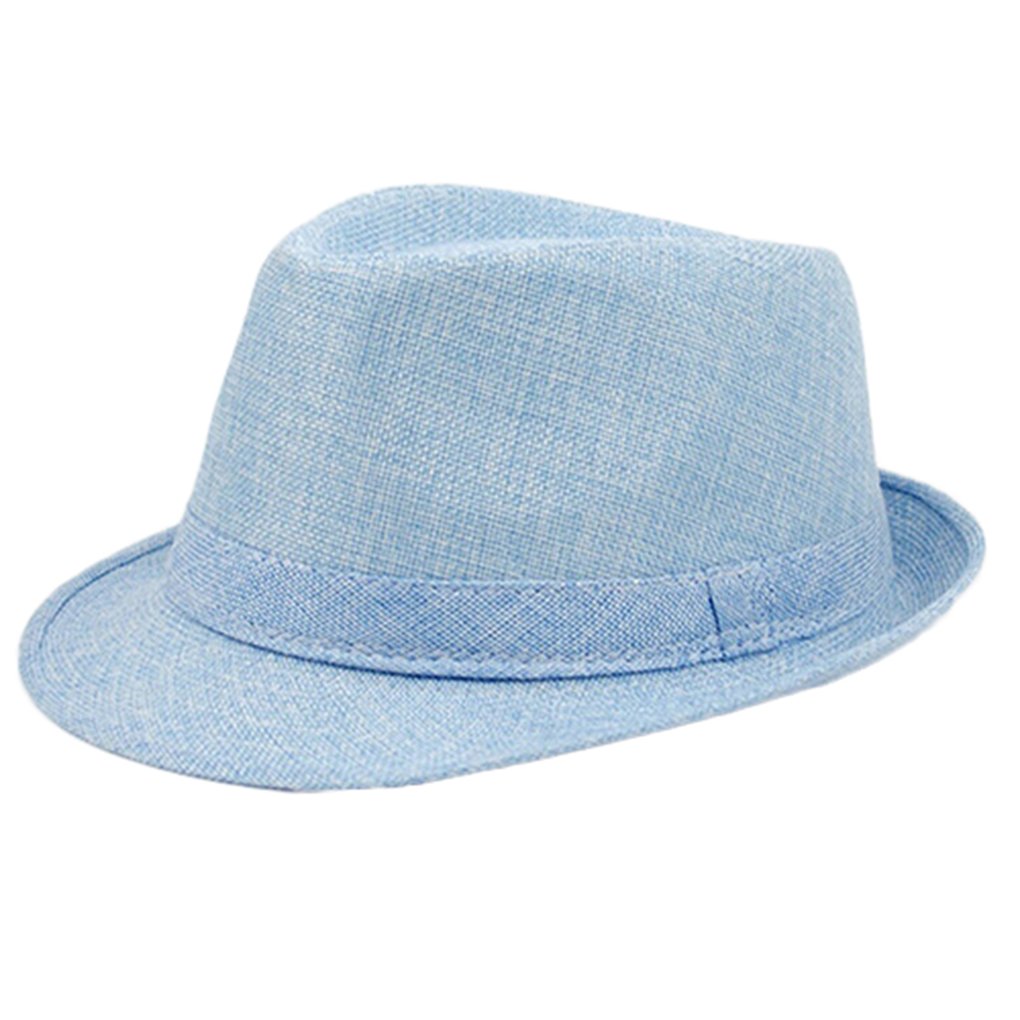 Gemini_mall Men's Blue Gemini_mall® Wo Trendy Fedora Trilby Hat Summer Sun Jazz Cap (Blue)