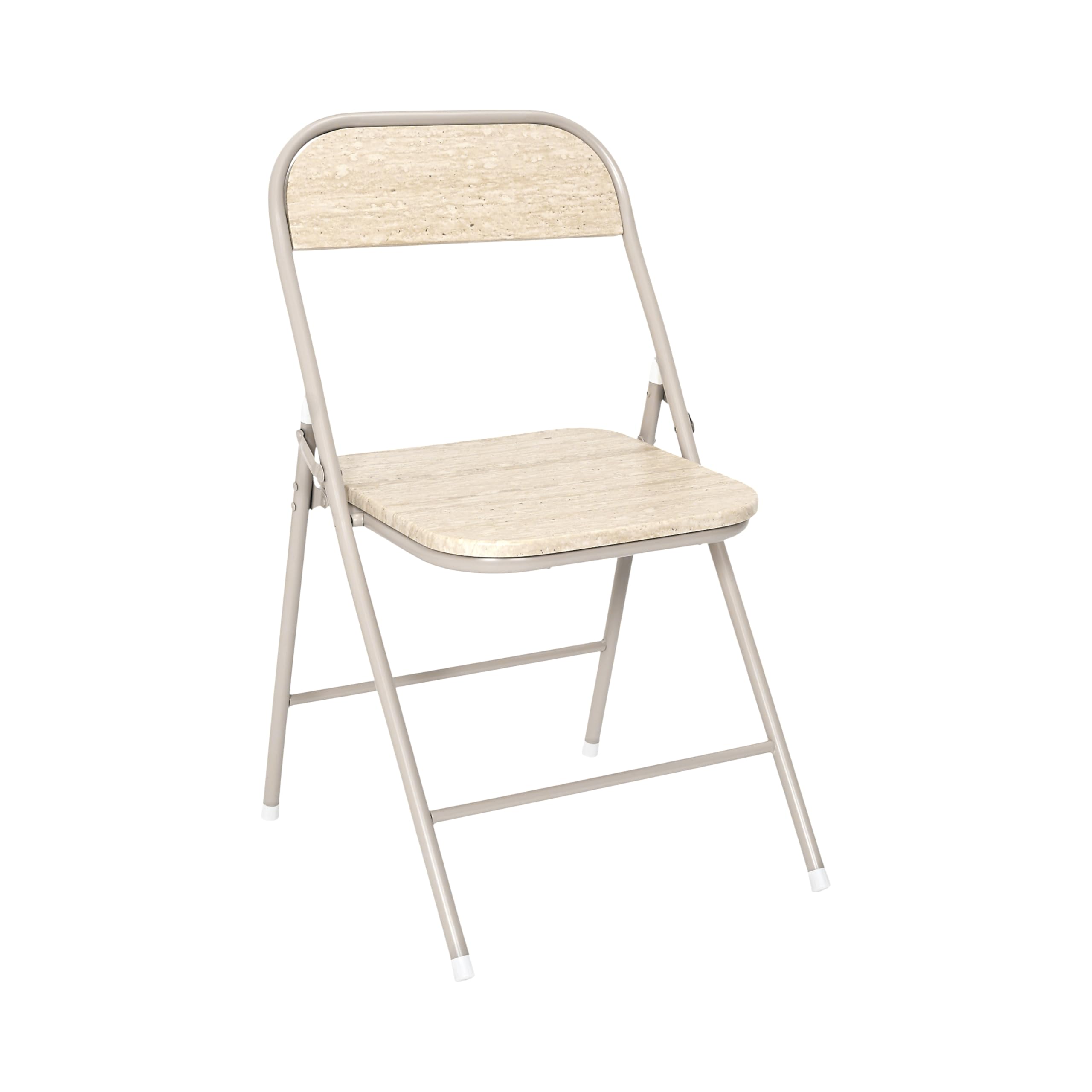 HOME DECO FACTORY - HD7753 - Chaise Pliante Terra Nova - Structure en Métal Clair - Assise et Dossier en Bois - Design Moderne et Compact - Idéale pour Salon - Salle à Manger ou Bureau - Beige