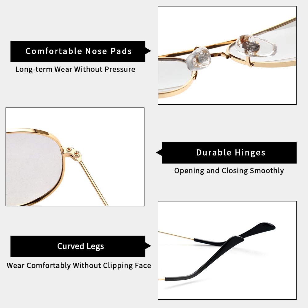 grey jack Polarized Aviator Sunglasses lightweight Stylish Glasses for Men Women UV Protection S1101 Golden Frame Photochromic Sunglasses 1