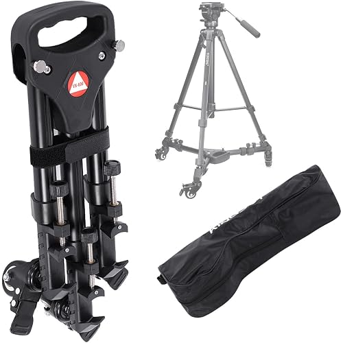 VX-600 Foldable Tripod Dolly with 3 Locking Track Wheels Pulley,Adjustable Leg Mount and Storage Bag,Compatible with Most Tripods, Light Stand for Cameras Camcorder Photography