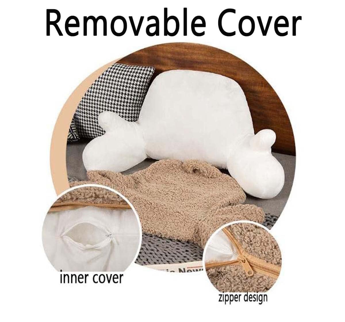 Morbido cuscino da lettura, morbido e soffice, cuscino portatile per divano, sedia letto, supporto lombare con braccioli, perfetto per il posizionamento della TV (marrone, 68 x 36 cm)