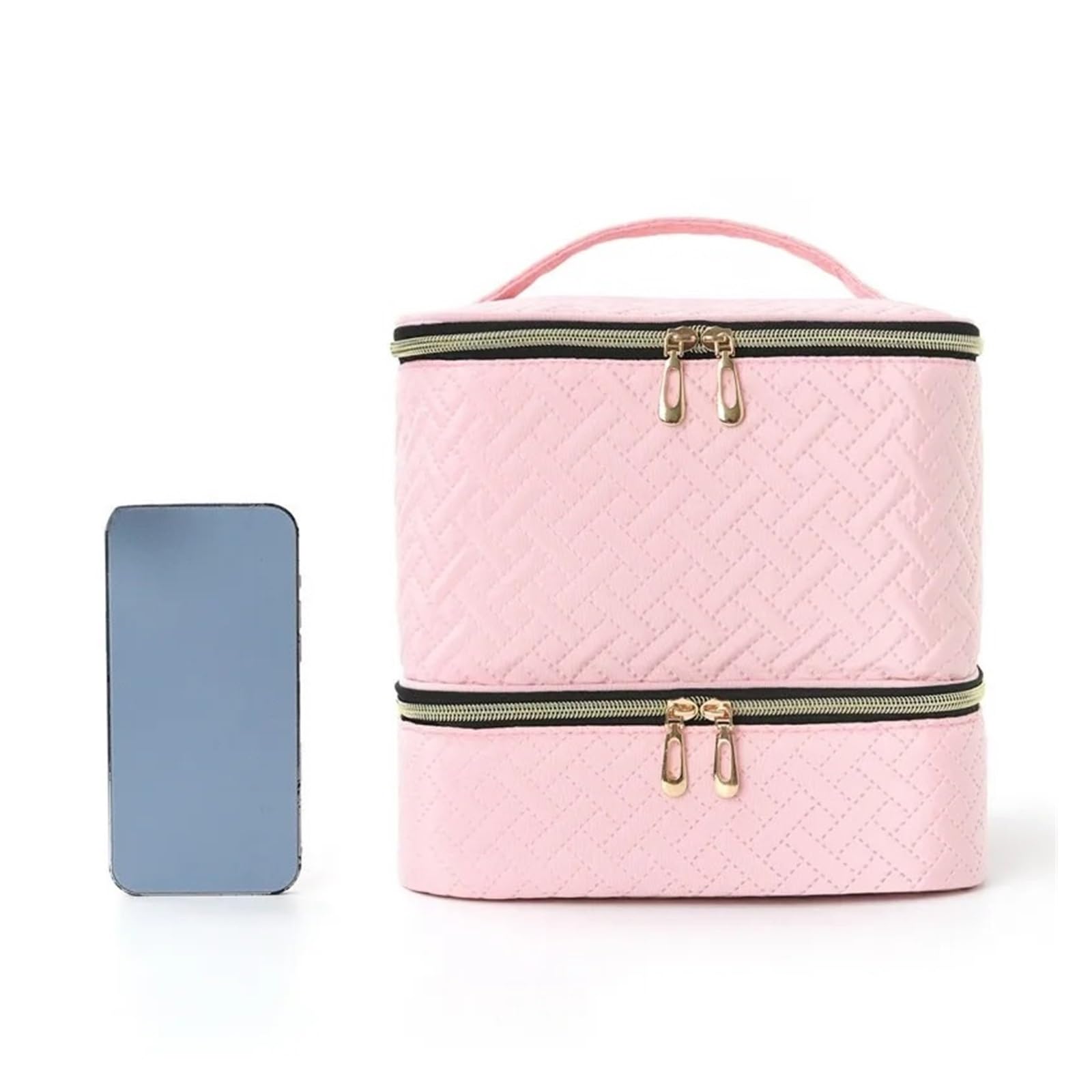 Bolsa Maquillaje Bolsa de Maquillaje portátil de Doble Capa y Gran Capacidad con Cremallera Doble elevada