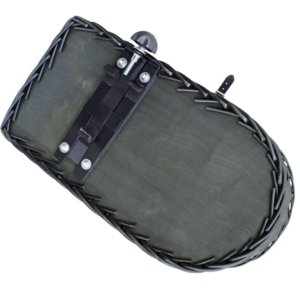 Fahrradkorb für Hunde – mit Gitterhaube, Befestigung für Gepäckträger, herausnehmbarem Kissen – aus Weide – Hundekorb Fahrrad 60×39×50 cm (SCHWARZ)