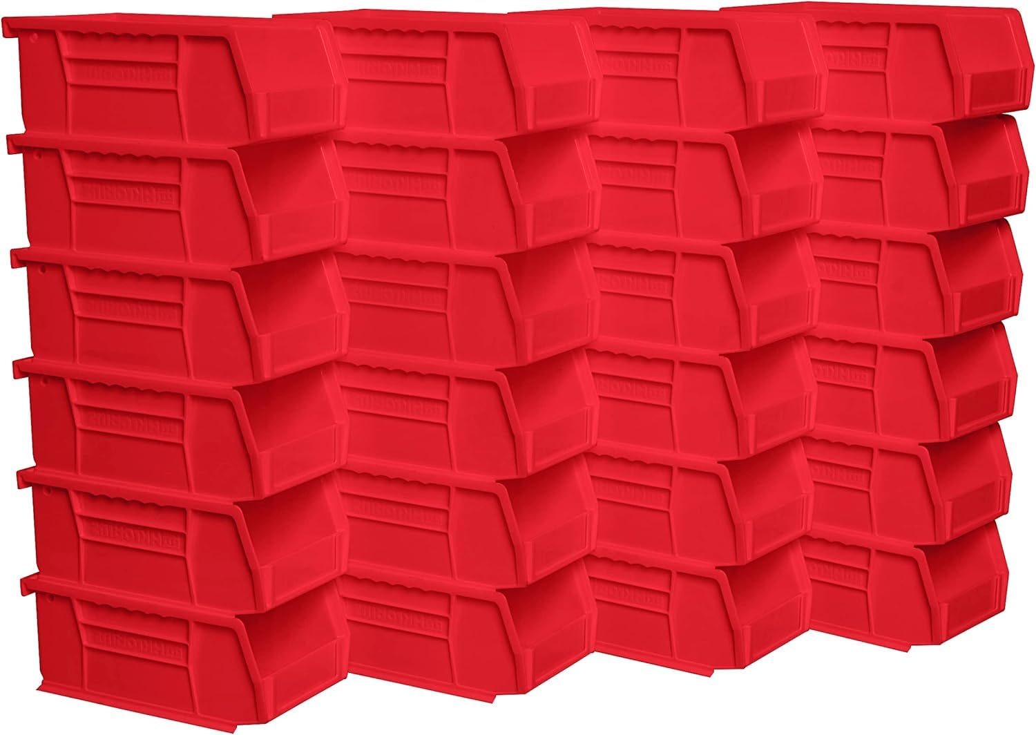 30220 AkroBins Plastic Storage Bins, Space-Saving Stackable Bins for Garage, Pantry, Craft Organization, 7-" x 4-" x 3-", Red, 24-Pack