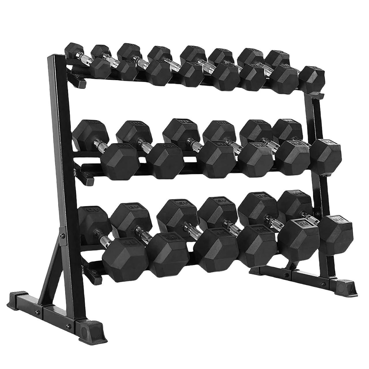10Pairs/550 lb Dumbbell Sets With Dumbbell Storage Rack, Rubber Hex Dumbbell Weight Sets, Home Gym Essentials, Muscle Toning, Strength Building & Full Body Workout