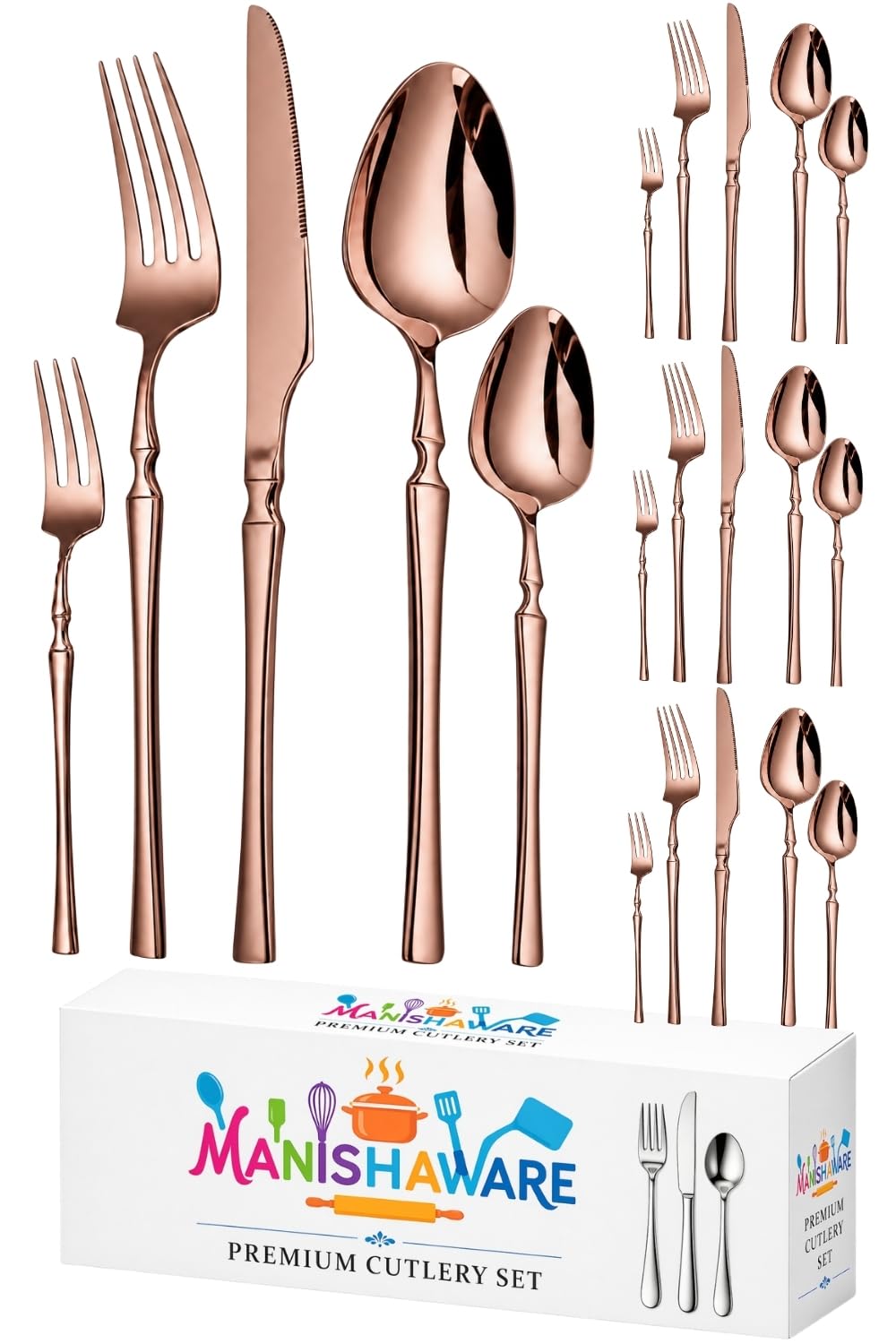 Elegant Handle Black 30 Pcs Steel Cutlery Set for Dining Table — Amazon image 23