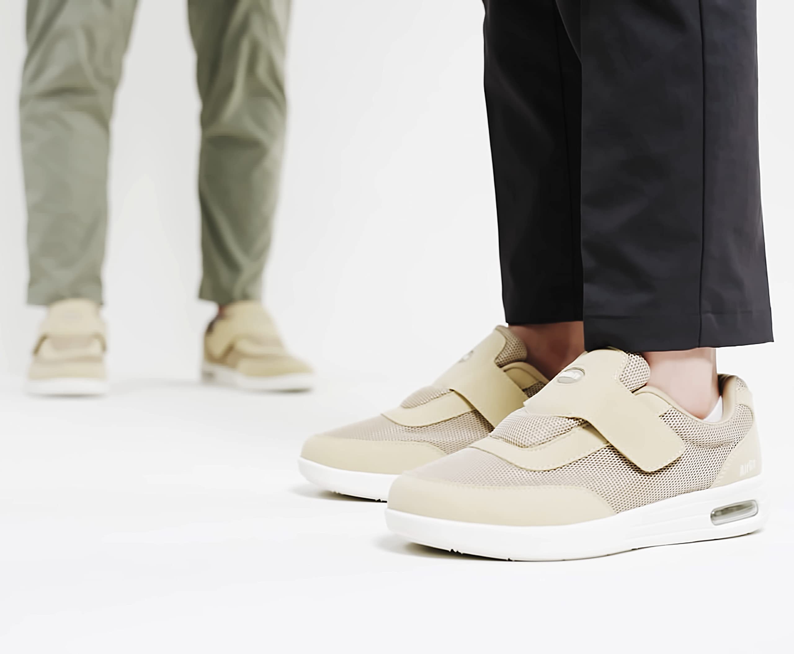 Scarpe per diabetici da uomo, con cuscinetto d'aria, senza lacci, regolabili, per fascite plantare, edema, piedi gonfi, alluce valgo, taglia 40-46