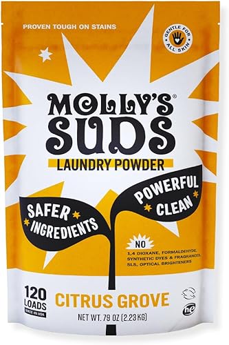 Detergente Mollys Suds para ropa original en polvo  Detergente para ropa natural para pieles sensibles ingredientes derivados de la tierra lucha