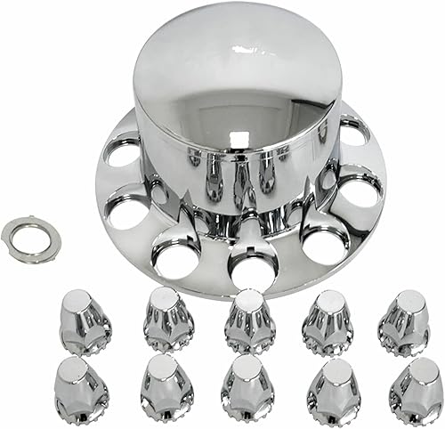 Juego de cubiertas cromadas de 1.299 in para ruedas delanteras y traseras, con herramienta de cubierta de tuerca