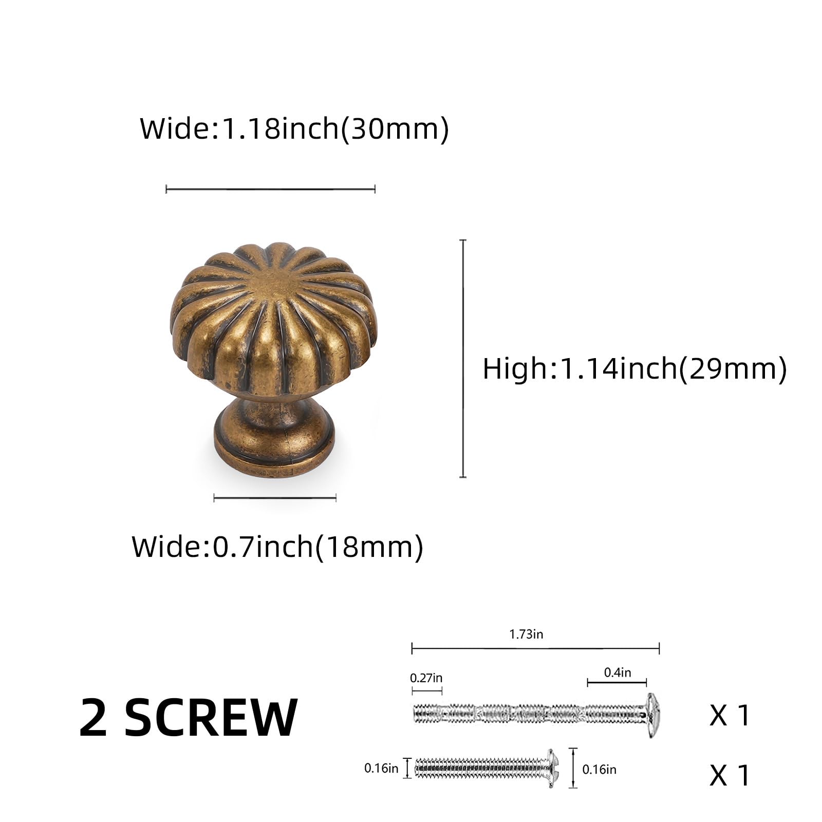 10 Pack Antique Brass Kitchen Cabinet Knobs Vintage Barbados