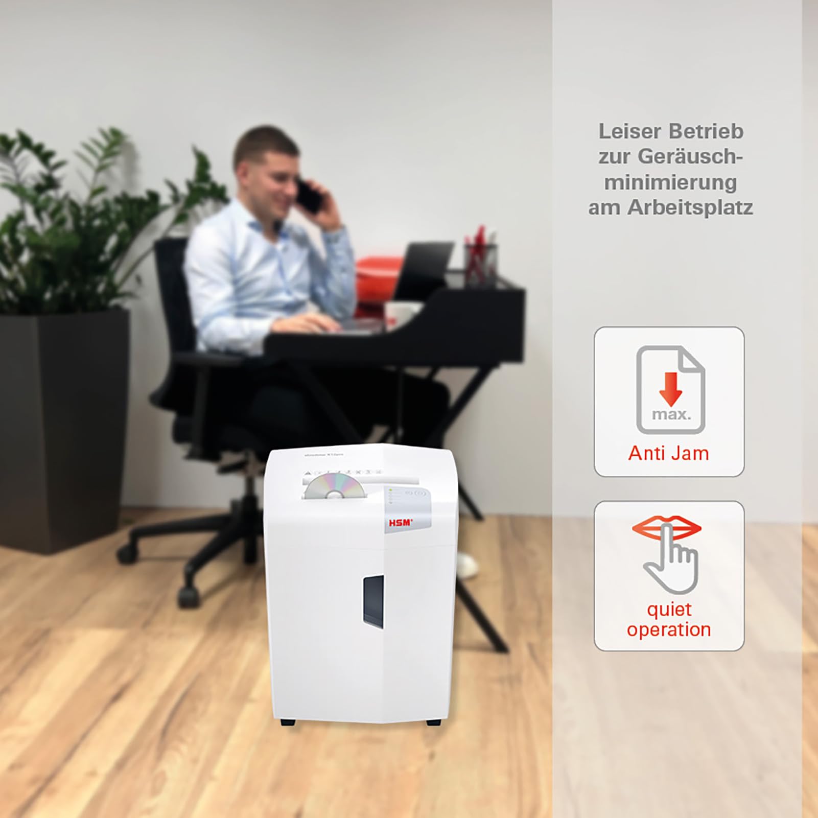 HSM shredstar X12pro Office niszczarka do papieru A4 (maks. 12 arkuszy jednocześnie, cięcie cząstek), karty kredytowe i płyty CD | materiały biurowe (niszczarka papieru) z poziomem bezpieczeństwa P-5