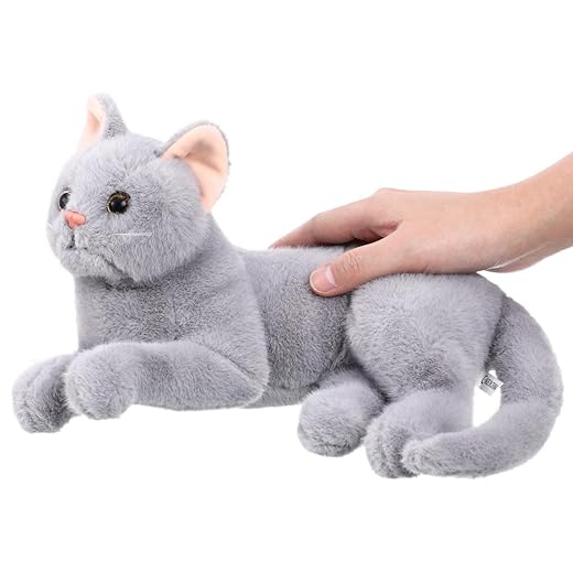 Kisangel Plush Cat 1pc Plush Cat Stuffed Animal Cats That Look Real Plush Stuffed Toy Cat for Babies Boys& Girls (Grey) Stuffed Cat Plush