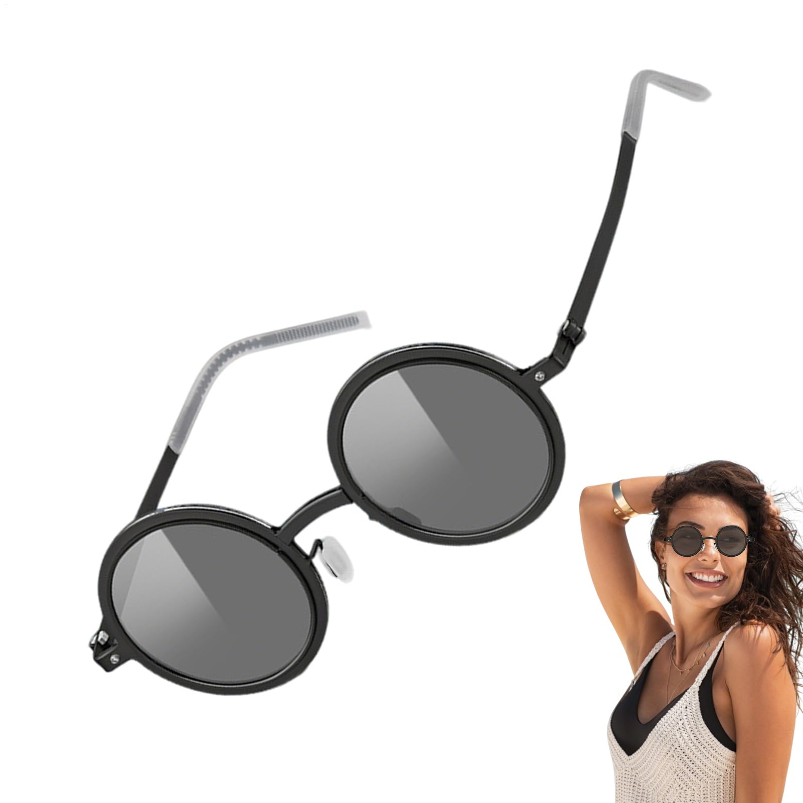 Adjustable Sunglasses for Men Sunglasses Round Polarized With Built-in ND