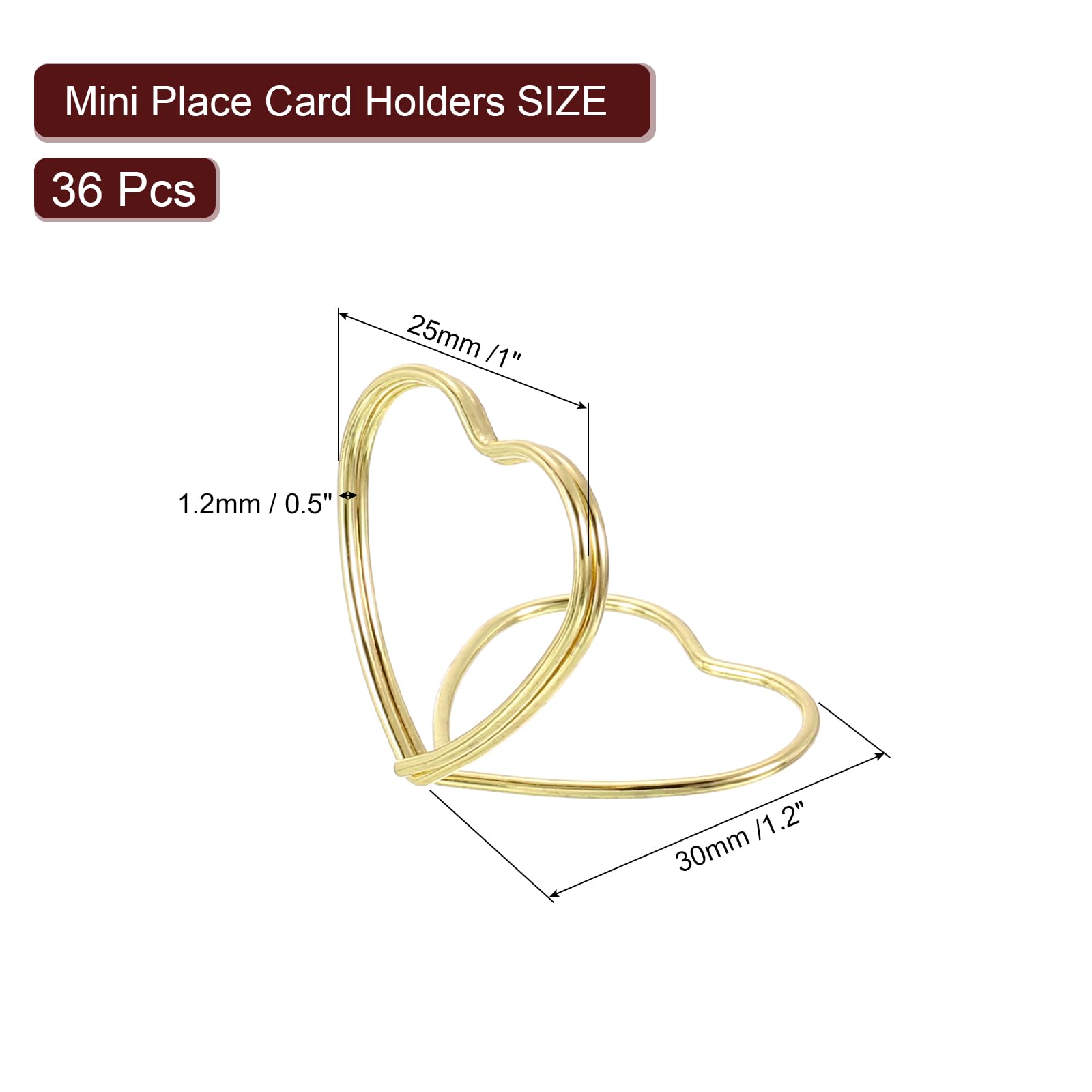 Uxcell 36Pcs Heart Shape Table Number Holders Mini Place Card Holders Carbon Steel Picture Holders for Tables Centerpieces Wedding Reception - Image 2