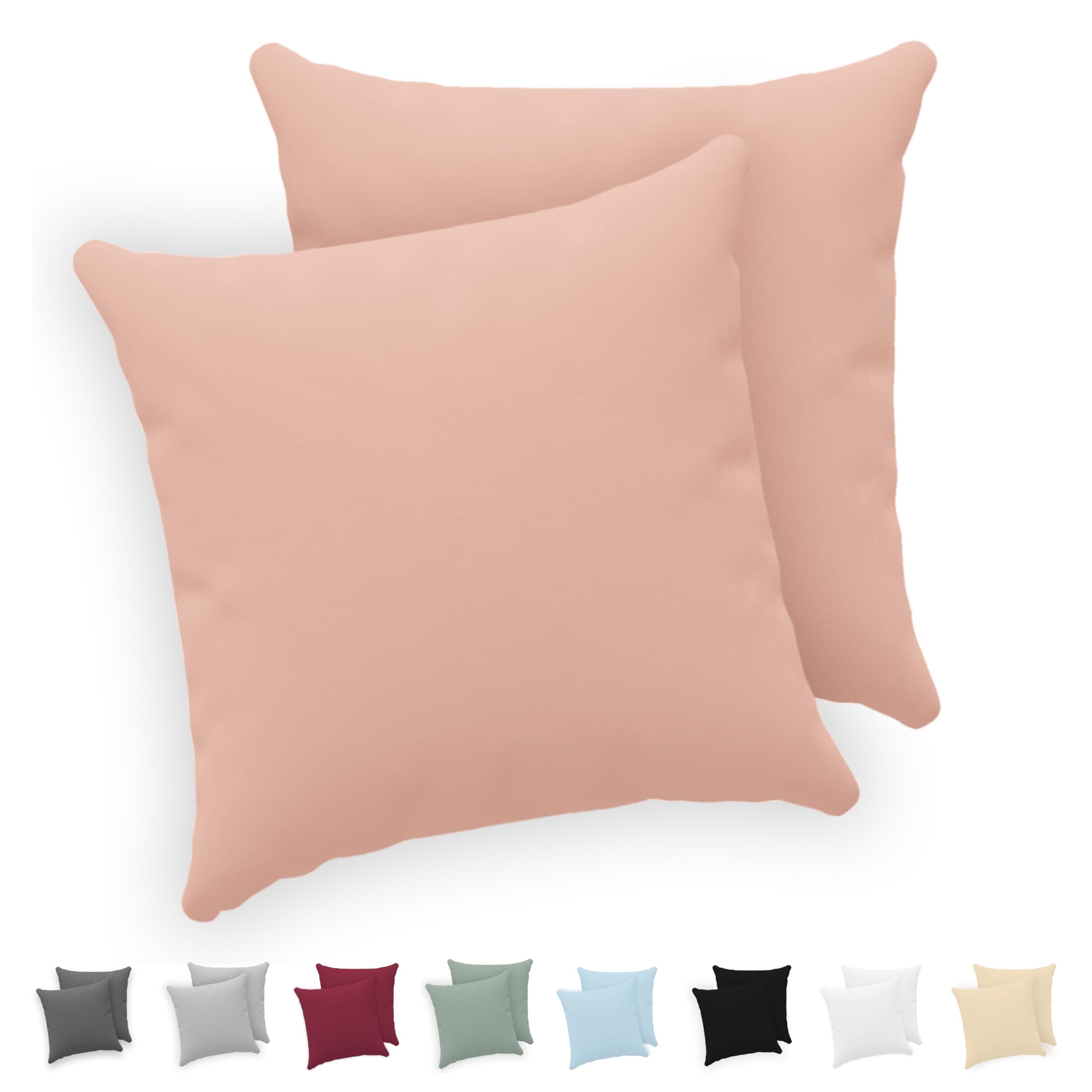 Twinzen® Bed Pillow Cases (Set of 2) – Pink – for Pillows 40 x 40 cm – 100% Cotton Jersey – Bed Pillow Cases – Pillow Cases with Zip – Pillow Cover Protector for Pillow