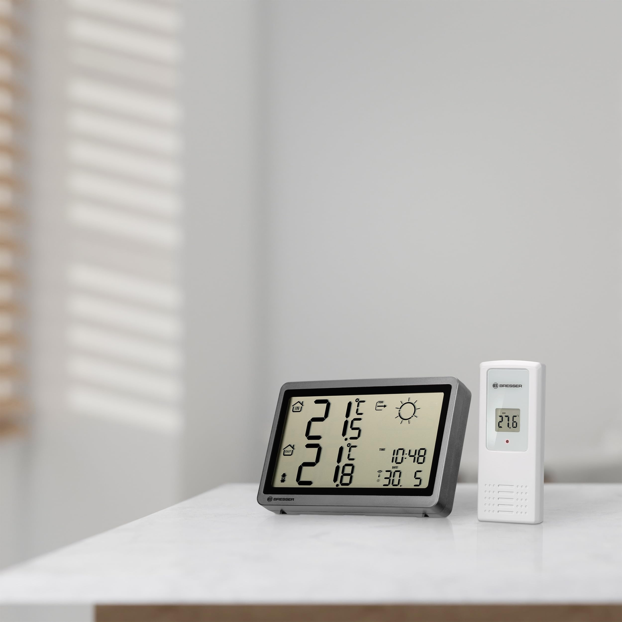 BRESSER Bezprzewodowa stacja pogodowa MeteoTemp HZ antracytowa