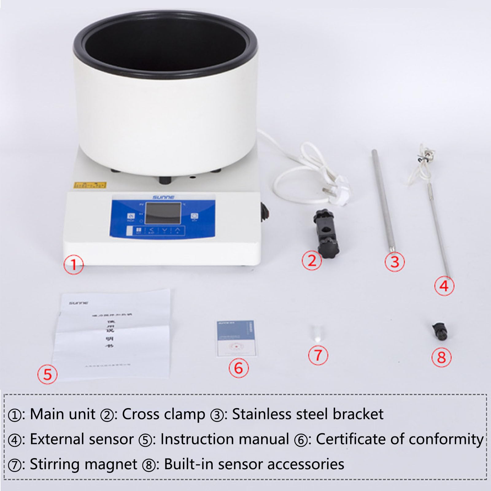 Agitatore Magnetico Miscelatore a Piastra Riscaldante da 50-2000 Giri/min 5L | Agitatore Magnetico con Piastra Riscaldante, LCD Bagnomaria da Laboratorio con Agitatore Magnetico